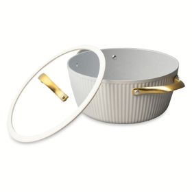 5.5 QT Non-Stick Signature Ribbed Dutch Oven - White Gold