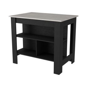 Brooklyn Kitchen Island, Three Concealed Shelves