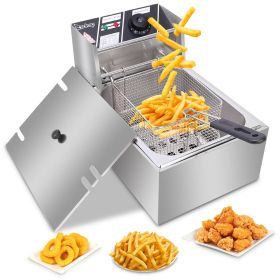 [Old Code: 50481093]EH81 2500W MAX 110V 6.3QT/6L Stainless Steel Single Cylinder Electric Fryer US Plug