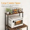 4 Tier Kitchen Baker Rack Coffee Bar Station Microwave Oven Stand Rustic Brown Storage Shelf for Spices Pots Pans Utility Organizer Freestanding Shelv