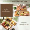 Deep-Carbonized Bamboo Cutting Boards for Kitchen with Wood Storage Stand