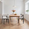 Linen Grey Cotton-Linen Fabric Upholstered Dining Chair with Black Solid Wood Legs, Armless Chair Set of 4 for Kitchen, Restaurant, Living