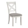 Rustic White Oak Farmhouse 2pcs Dining Chairs Cross Back Wooden Cushion Seat Kitchen Dining Room Furniture