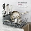 Low Profile Metal Stacking Dish Drying Rack, Charcoal Gray