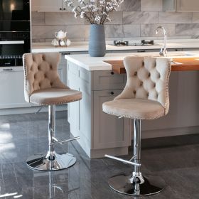 A&A Furniture,Swivel Velvet Barstools Adjusatble Seat Height from 25-33 Inch (Color: as pic)
