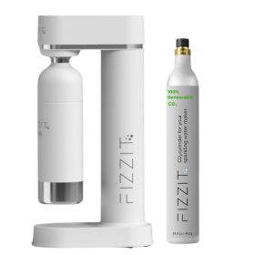 FIZZIT™ Spärklï Carbonated Water Soda Maker with Stainless Steel Bottle – Eco-Friendly, Dishwasher Bottles - Sparkling Water Maker (Color: White, C02 Cylinder: 1 Pack)