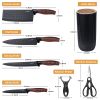 6-Piece Knife Set, Stainless Steel Black Professional Kitchen Knife Set for Chef, Super Sharp Knife Set with Universal Knife Block for Home Restaurant